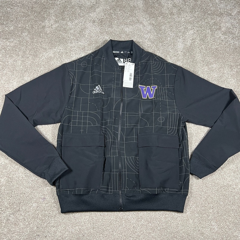 Adidas Womens Small Black Washington Huskies Playoff Pack Full-Zip Jacket NWT